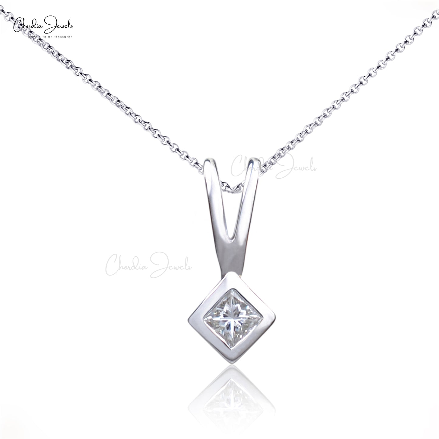 Paperclip Chain Necklace with Princess Diamond – Lumi Jewelry